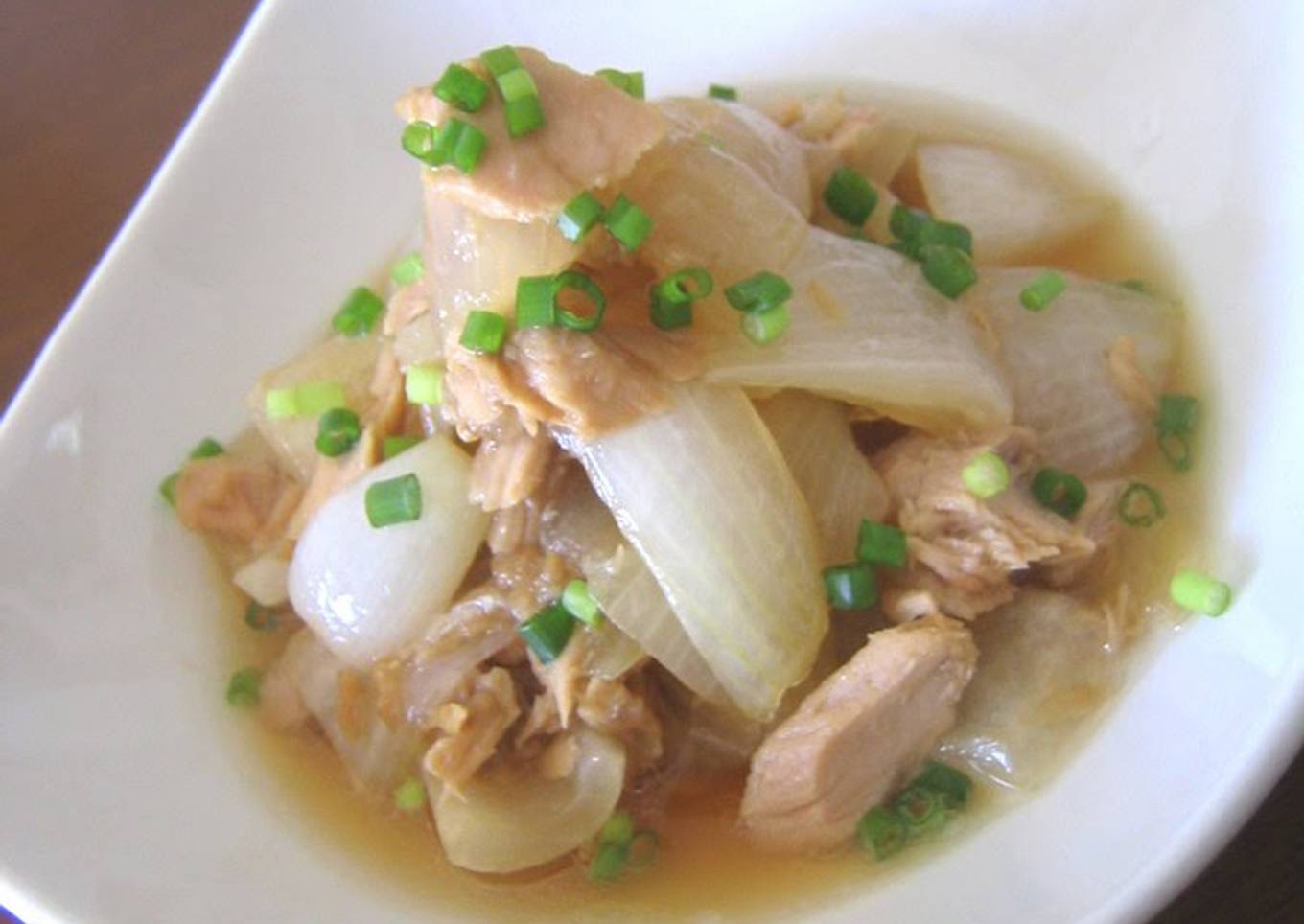 Boil the sweet onion and the sweet tuna