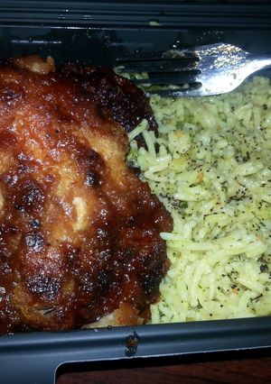 A picture of Barbeque mango fried chicken.