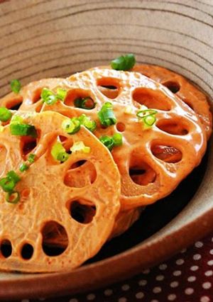 A picture of Lotus Root & Gochujang Mayonnaise Salad.
