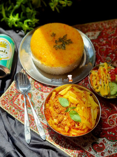 عکسی از دستور خورش کنگر با گوشت چرخ کرده😋