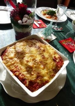 A picture of Vegetable and Kurumabu Lasagne.