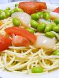 Chilled Pasta with Scallops & Edamame