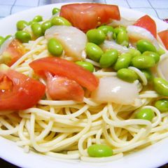 A picture of Chilled Pasta with Scallops & Edamame.