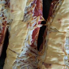 A picture of Homemade french bread pizza.