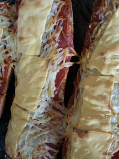 A picture of Homemade french bread pizza.