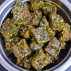 A picture of Kothimbir coriander leaves wadi.