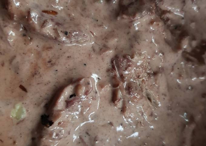 Chicken thighs in a port, wine and cream sauce