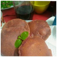 A picture of #Pink pooris(beetroot) with cumin#post 51st.