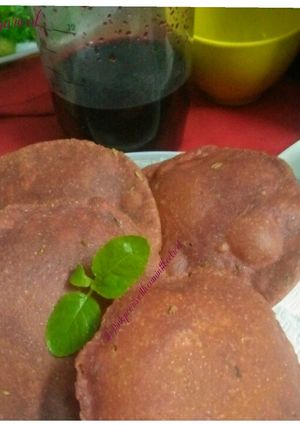 A picture of #Pink pooris(beetroot) with cumin#post 51st.
