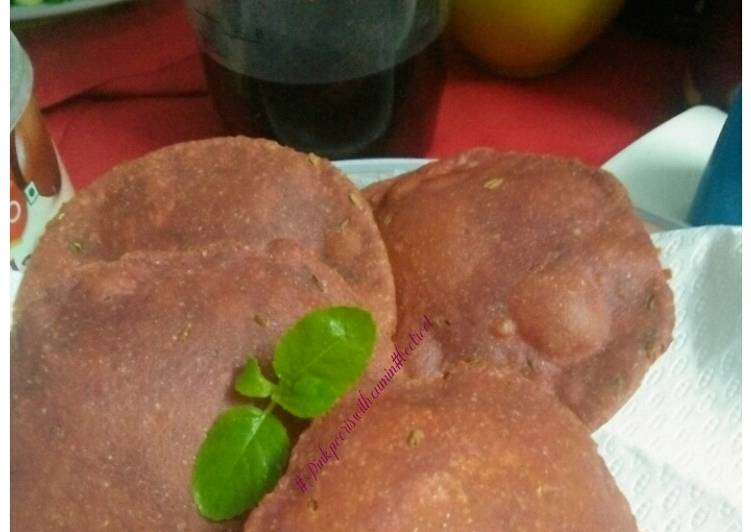 Steps to Make Speedy #Pink pooris(beetroot) with cumin#post 51st
