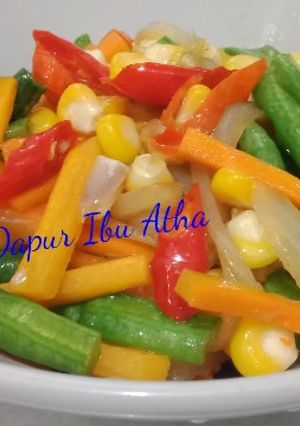 Foto resep Tumis Pelangi (jagung, wortel, kacang panjang)