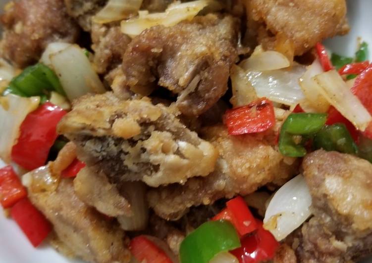 Chinese Crispy Pork Ribs with bell peppers 椒鹽排骨