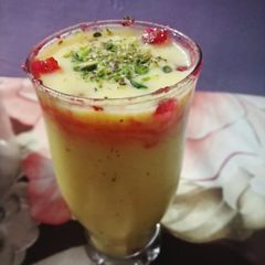 A picture of Tri colour mango mastani.