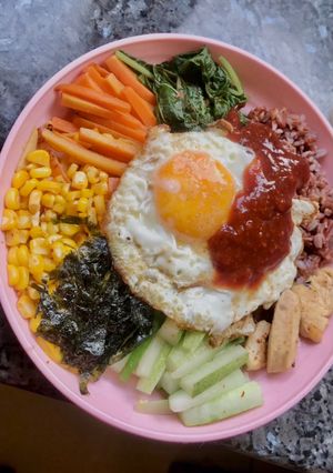 Foto resep Bimbimbap red rice low kalori