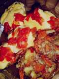 Churrascos a la cacerola con queso y morrón rojo al vinagre