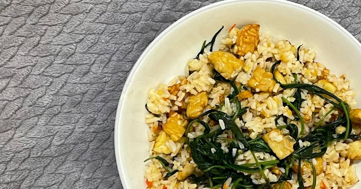 Resep Kale Fried Rice with Tempeh Nasi Goreng Kangkung Tempe (Vegan