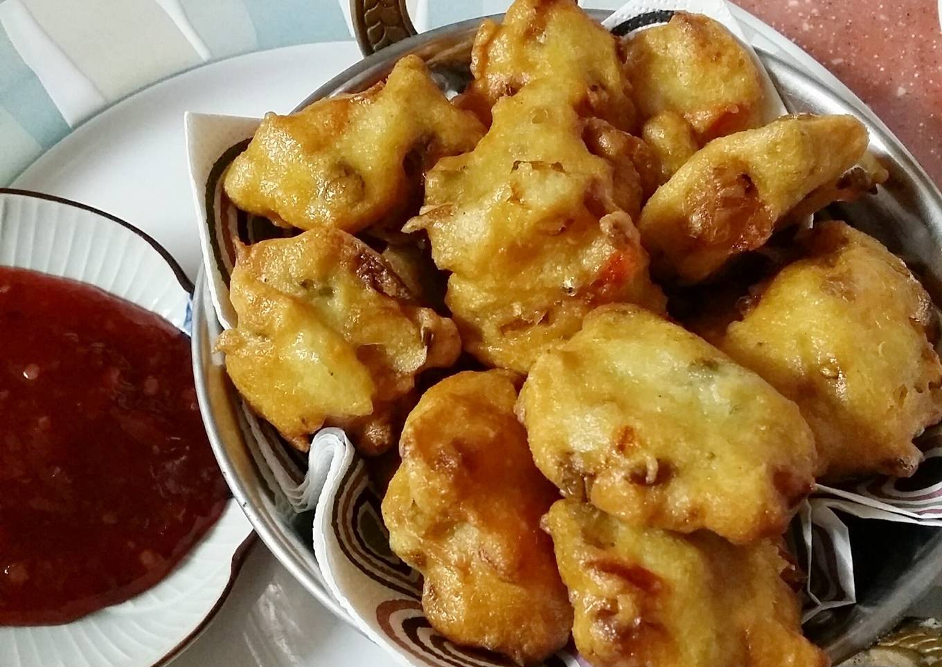 Anchovies with long beans Fritters 😊😍👍👌