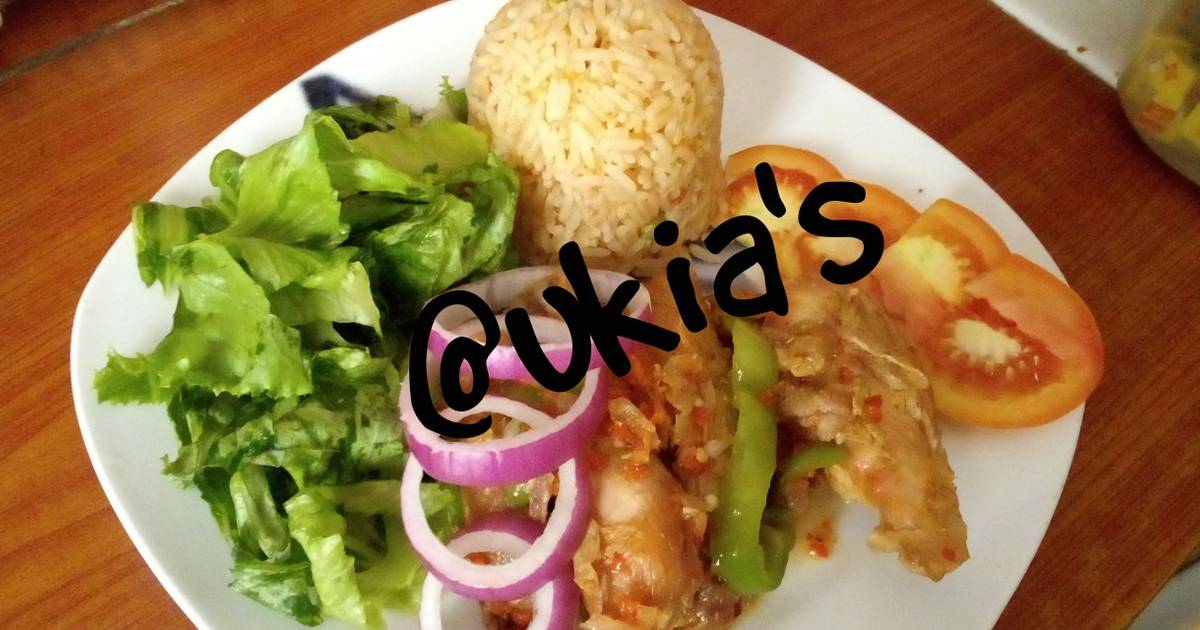 Simple jollof rice with peppered chicken 1 Recipe by ukia's kitchen