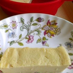 A picture of Rich & Sticky Tofu Cheesecake in the Microwave.