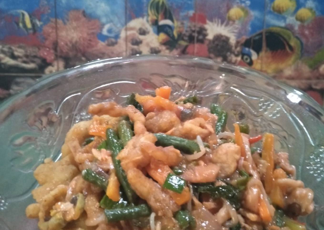 Saus jamur krispi dengan saus sayur asam manis