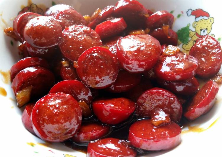 Simple Way to Make Homemade Jeff and Nessie&#39;s Caramelized Hotdog Slices