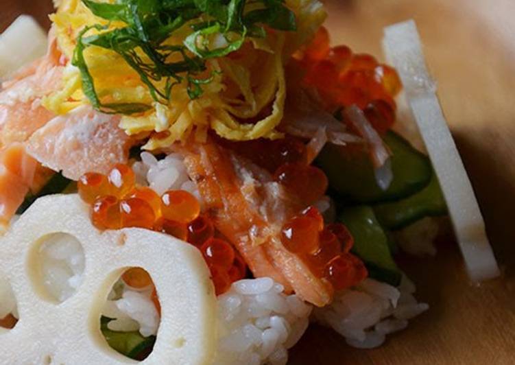 Recipe of Ultimate Salmon and Salmon Roe Oyako Chirashizushi