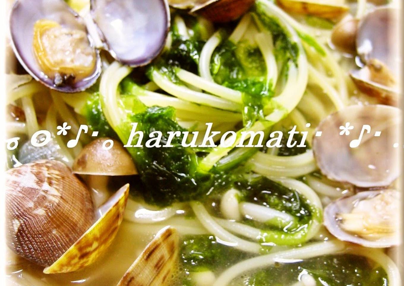 Ocean-Scented Soup Pasta with Clams and Aosa Seaweed