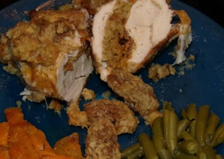 Stuffed Chicken Breast with Morel Mushrooms & Stuffing