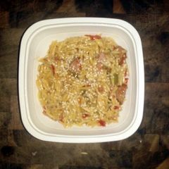 A picture of Thai Pasta with Sausage and Peppers.