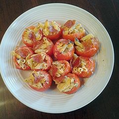 Macaroni and Cheese Stuffed Cherry Tomatoes A picture of Macaroni and Cheese Stuffed Cherry Tomatoes.