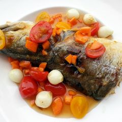 Baked Fish With Salad In Plum Sauce A picture of Baked Fish With Salad In Plum Sauce.
