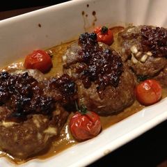 A picture of Japanese Style Hamburger Steaks with Kinzanji Miso and Horseradish.