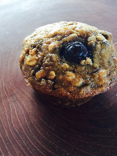 A picture of Sprouted whole wheat Banana Blueberry muffins.