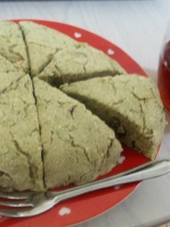 A picture of Okara Cake with Komatsuna and Banana.
