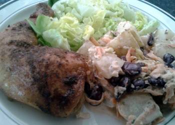 How to Prepare Perfect Roast chicken leg with apple and blue cheese potato salad