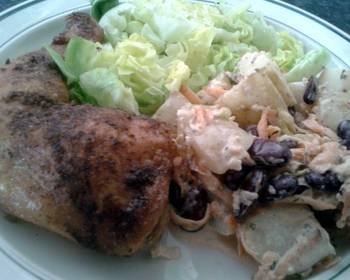 Unique Recipe Roast chicken leg with apple and blue cheese potato salad Delicious and Healthy