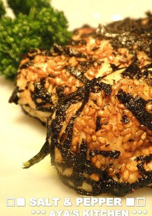 A picture of Pan-Fried Chicken Tenders With Sesame and Nori Seawee.