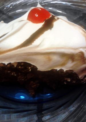 A picture of Fudgy Chocolate Chip Cherry Pie.