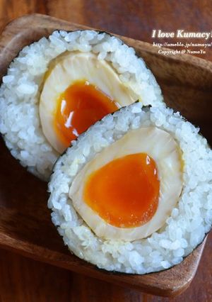 A picture of Rich and Exquisite! Onigiri with Seasoned Soft-Boiled Eggs.
