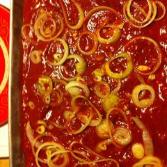 A picture of Donna's Baked Sausage With Tomato Sauce.