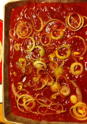 A picture of Donna's Baked Sausage With Tomato Sauce.