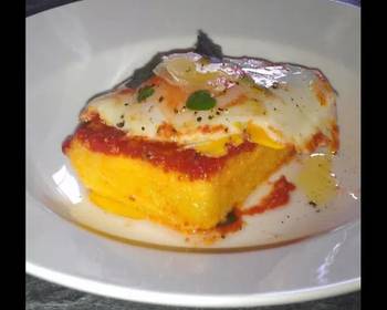 The New Way Cooking Recipe Polenta with Tomatoe Basil Sauce and Poached Egg Delicious