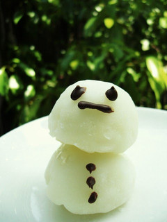 A picture of Snowman Shaped...White Chocolate Daifuku.