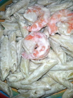 A picture of My way Shrimp Alfredo Penne Rigate.