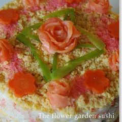 Smoked Salmon Roses Flower Field Chirashi-zushi A picture of Smoked Salmon Roses Flower Field Chirashi-zushi.