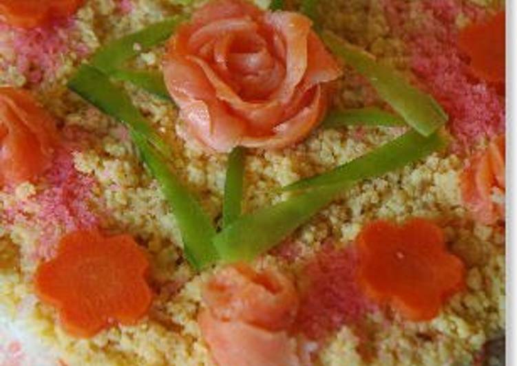 Recipe of Super Quick Smoked Salmon Roses Flower Field Chirashi-zushi