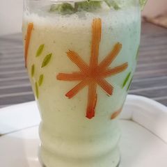 A picture of Cucumber mint leaves lemon buttermilk drink.
