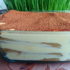 Tiramisu with mascarpone A picture of Tiramisu with mascarpone.