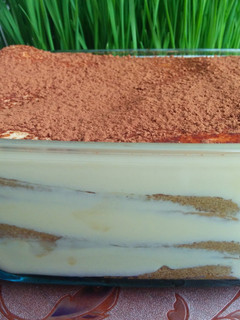 A picture of Tiramisu with mascarpone.