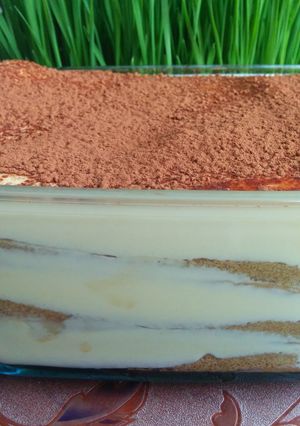 A picture of Tiramisu with mascarpone.